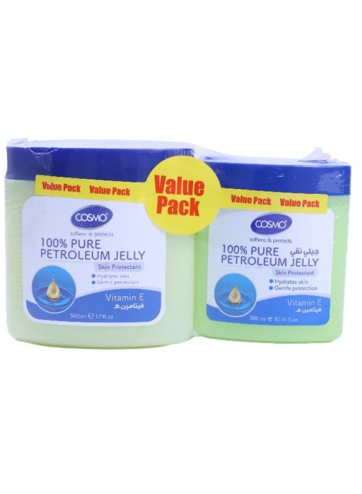 COSMO Petroleum Jelly with Vitamin E -100% Pure - 500+300ml - Image 1